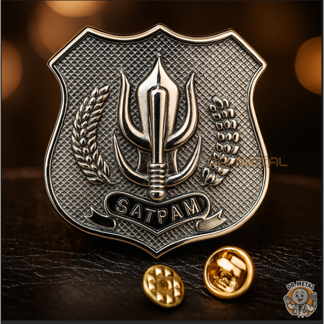 Pin Logo Kewenangan Atribut Satpam Security Material Zinc Alloy Anti Karat Premium Quality