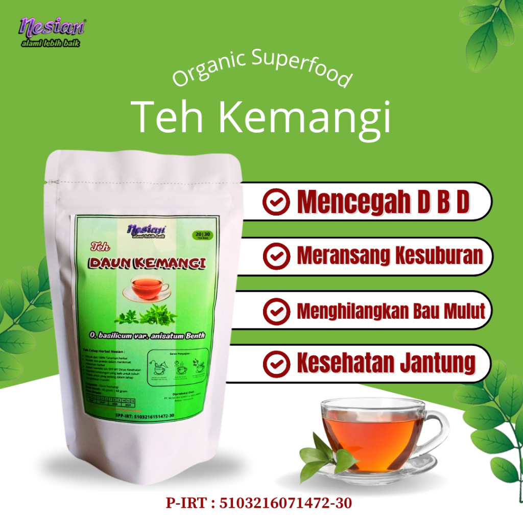 

NESIAN TEH DAUN KEMANGI | TEH HERBAL | OCIMUM BASILICUM | 20 KANTONG TEH