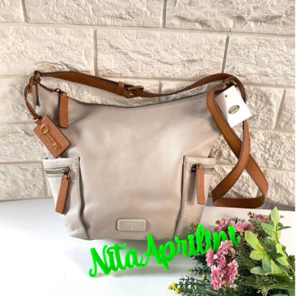 Tas Branded Fsl Emerson Small Hobo Mineral Grey Leather PL