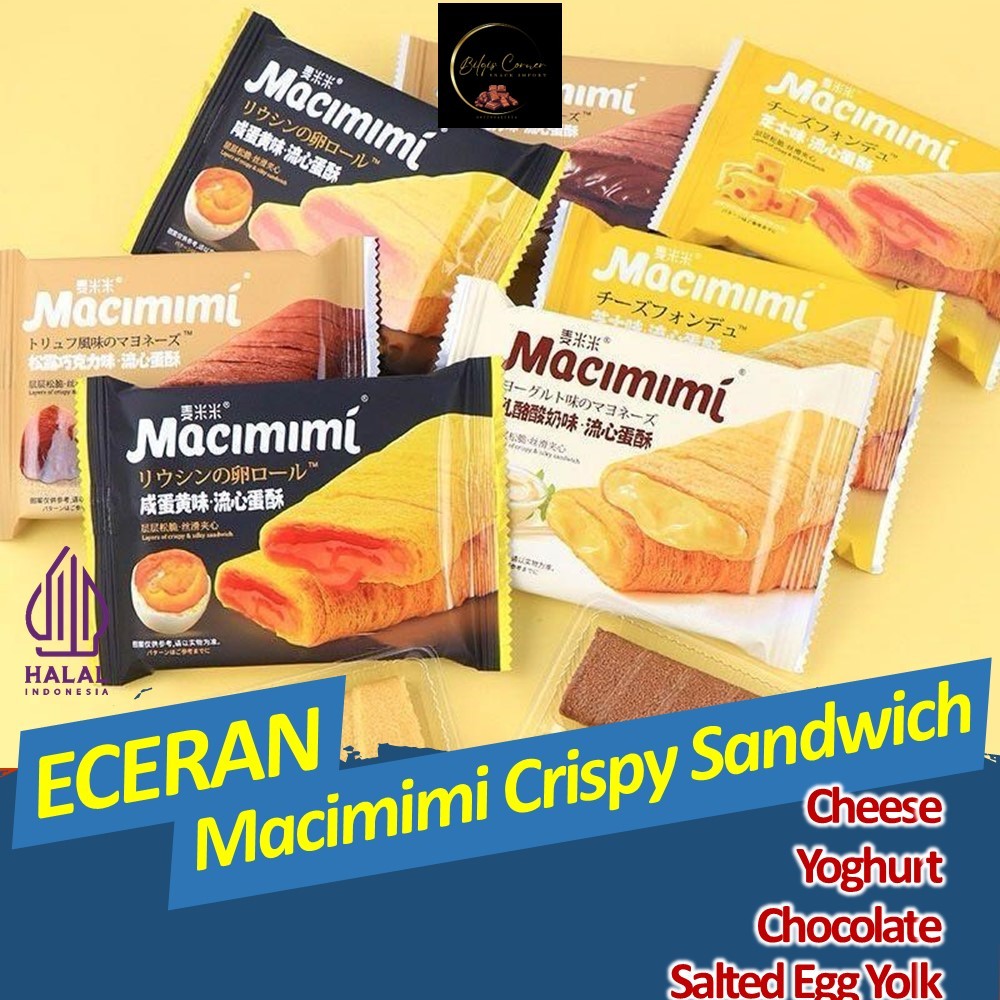 

(ECERAN) Macimimi Crepe Crispy Sandwich Egg Roll Chocolate Yoghurt salted Egg Yolk and cheese