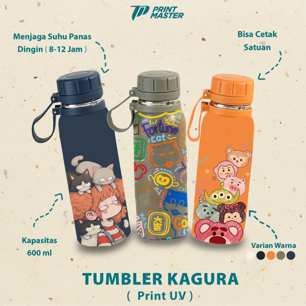 Custom Tumbler Kagura 600ml Cetak UV Full Color Souvenir / Promosi