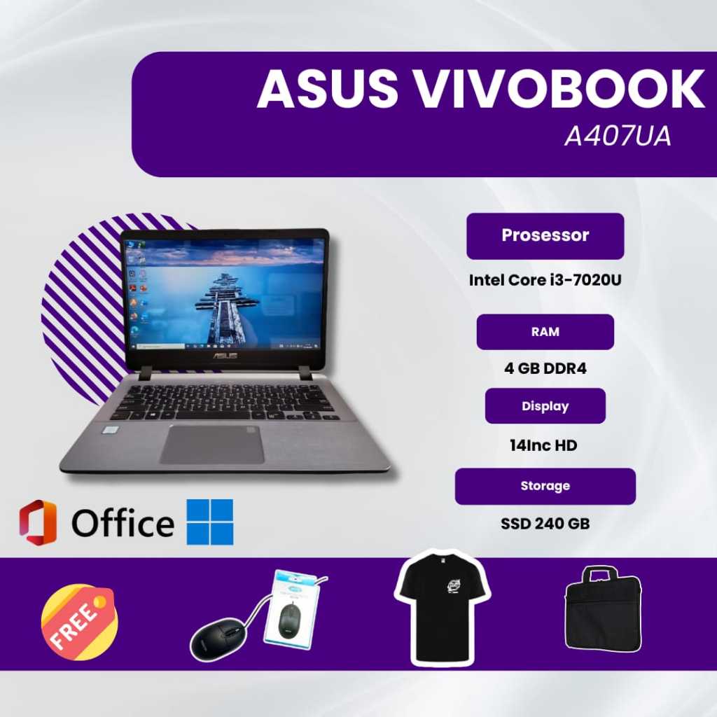 Laptop ASUS A407UA Core i3 Gen 7 RAM 4GB