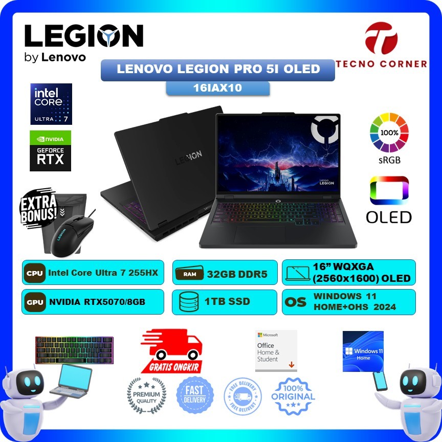 Laptop Gaming Lenovo Legion  Pro 5I 16 RTX5070 8GB/  Intel Ultra 7 255HX RAM 32GB SSD 1TB Windwos 11