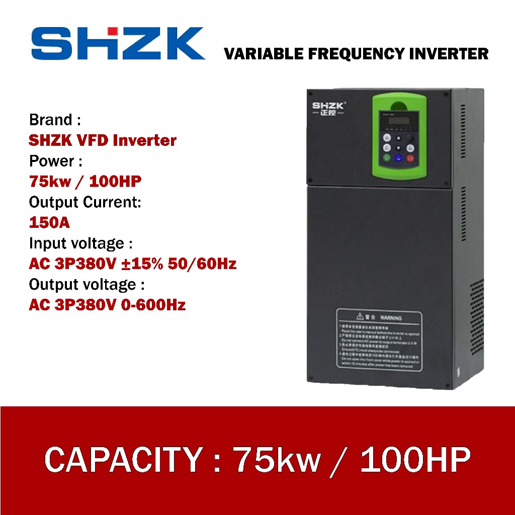 Inverter SHZK 100 HP 75KW 380V 3Phase 3P VFD Variable Frequency Drive