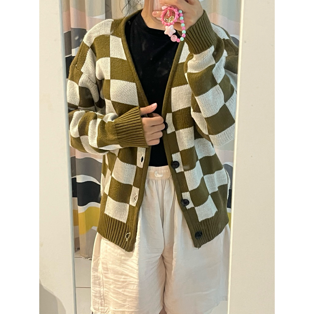 Cardigan Kotak Kotak Coklat