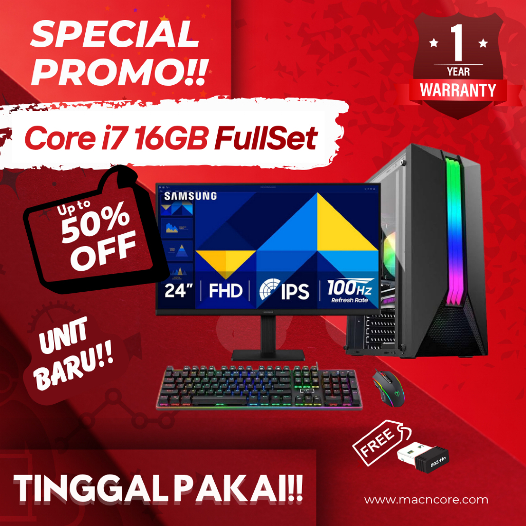CORE I7 | RAM 16GB | KOMPUTER FULLSET | PC FULLSET | KOMPUTER KANTOR | PC KANTOR FULLSET