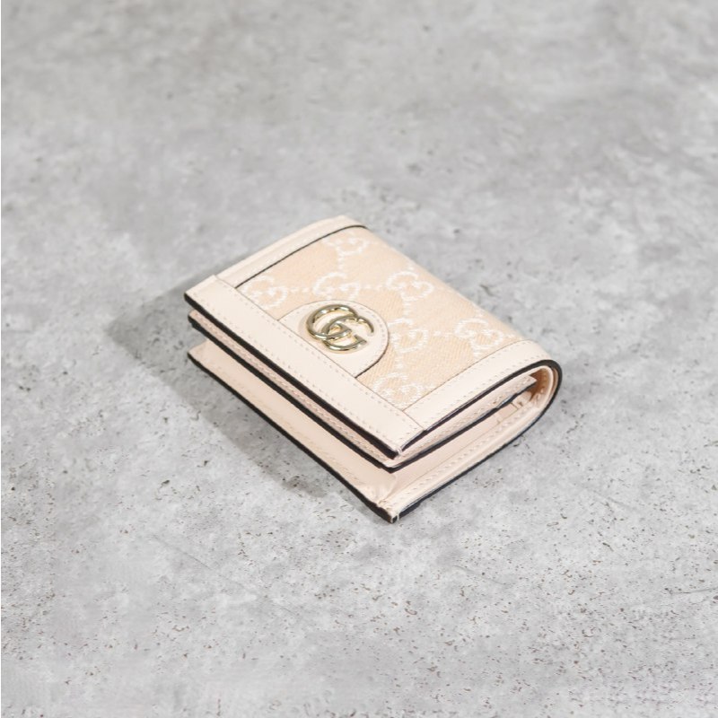 Tas GG OPHIDIA GG MONOGRAM BEIGE CREAM BIFOLD WALLET 100% ORIGINAL