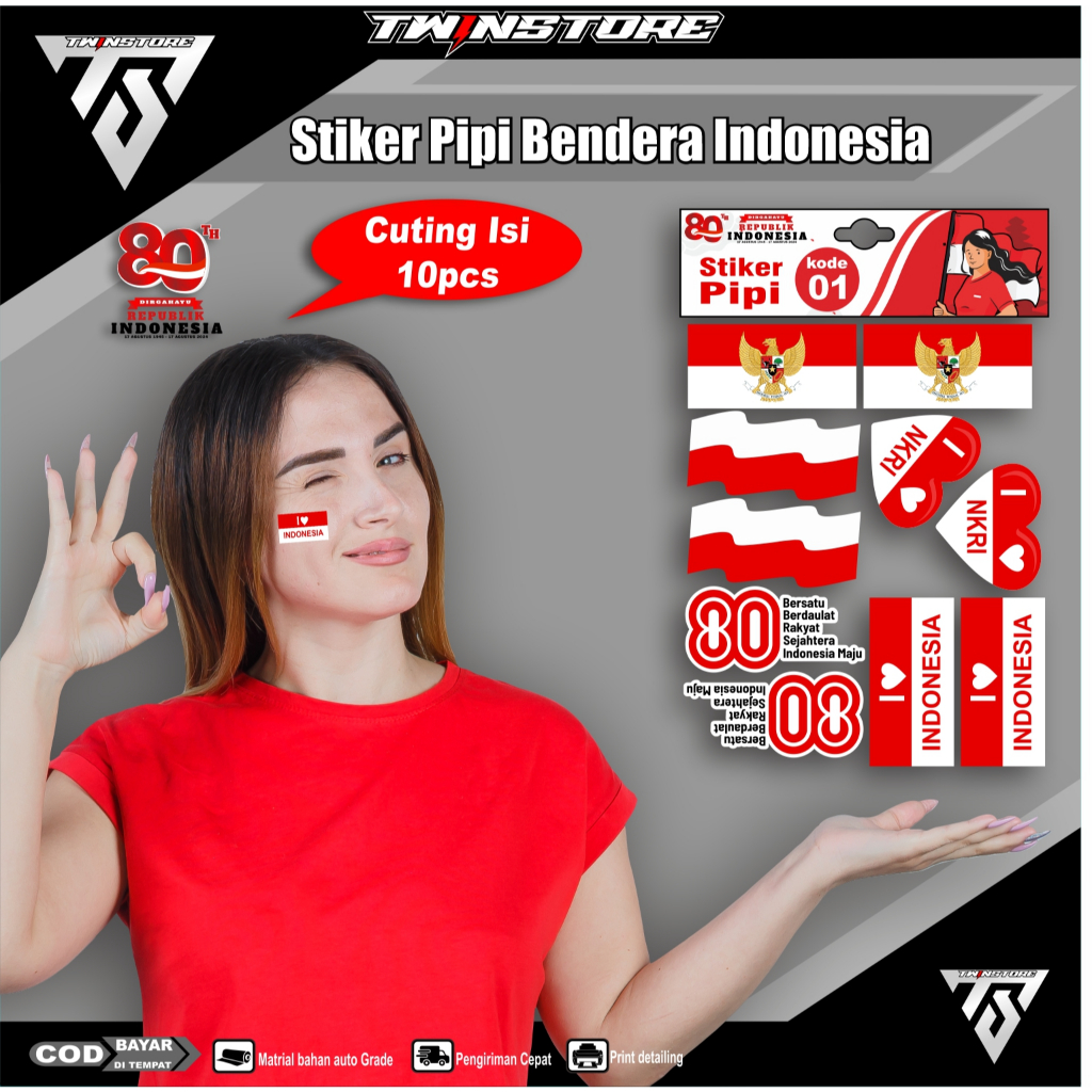 

Stiker Bendera Merah Putih | Stiker Indonesia | Stiker Pipi | Stiker 17 Agustusan