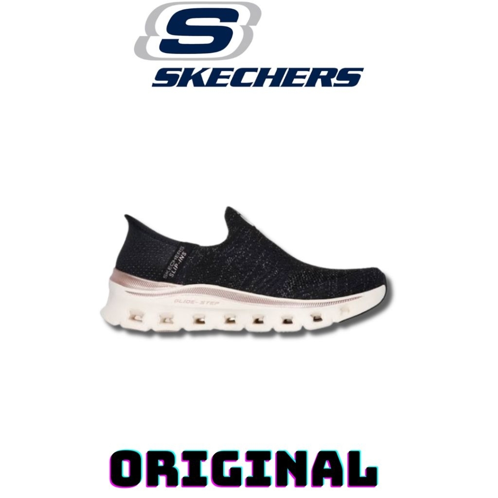 Sepatu Skechers Slip On Glide Step Pro Black Gold Women's ( 150425/BKRG ) Original