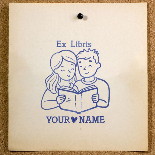 

Stempel Buku Ex Libris Kustom Nama | Couple Pasangan Baca Buku | SE-65 | Perpustakaan Pribadi