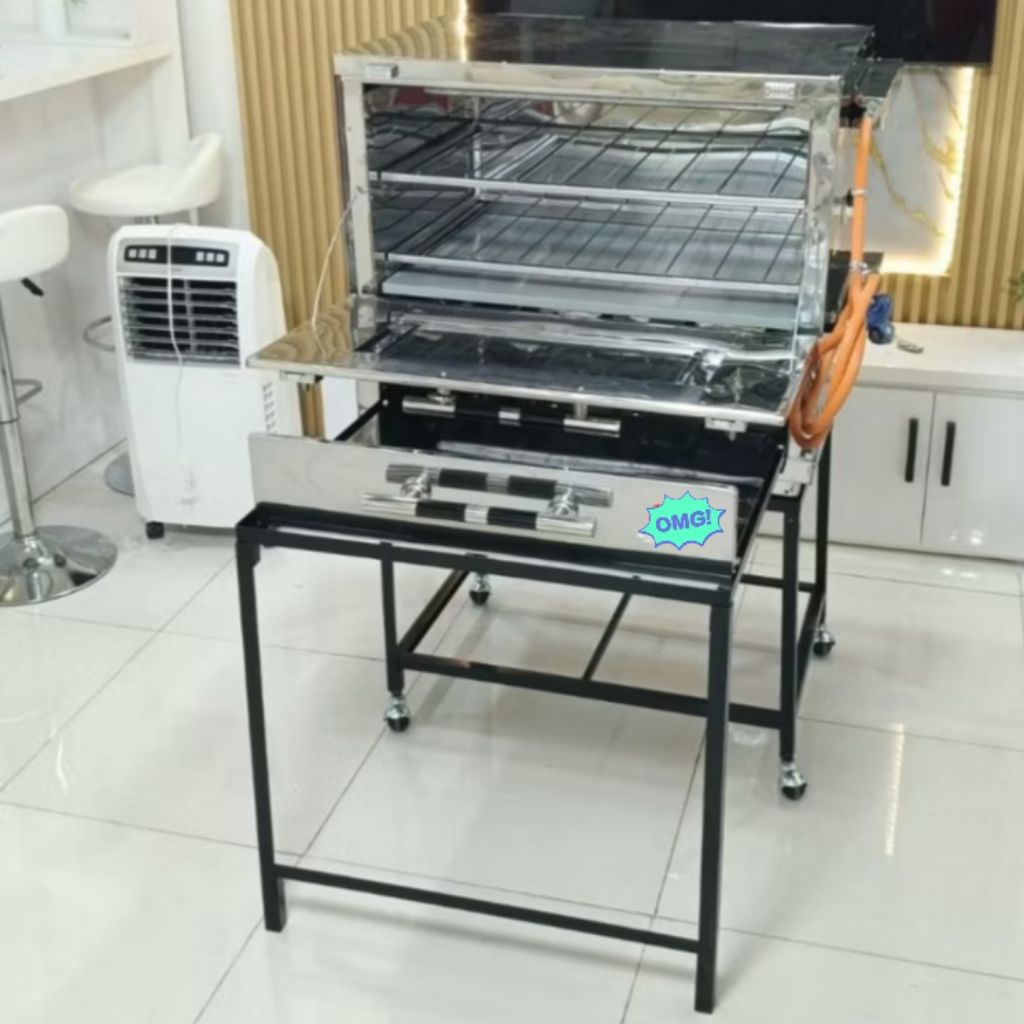 Oven Gas Multifungsi Manual 80x55x70cm Stainless Steel Tebal