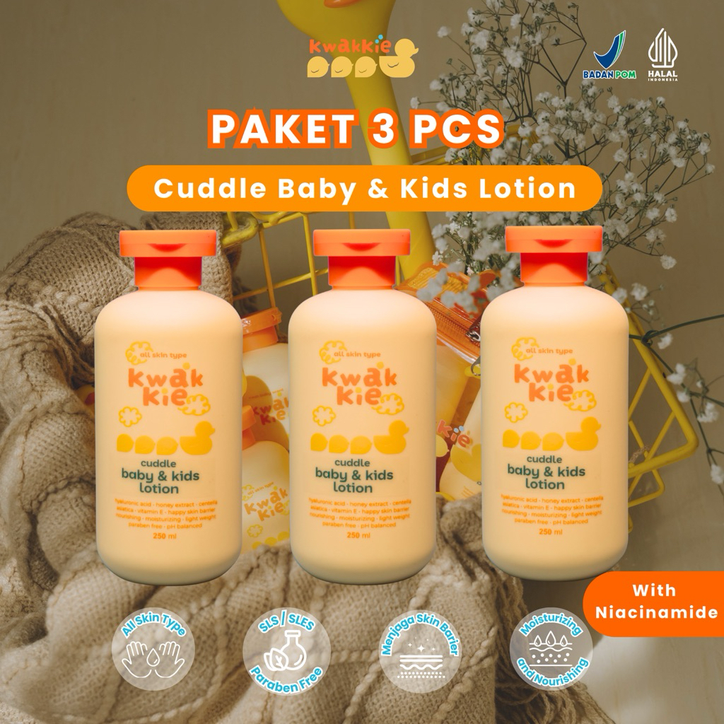 [PROMO] Kwakkie 3 PCS x 250ml Cuddle Baby & Kids Lotion - Lotion Pelembab Tubuh, Face Cream - Pencer