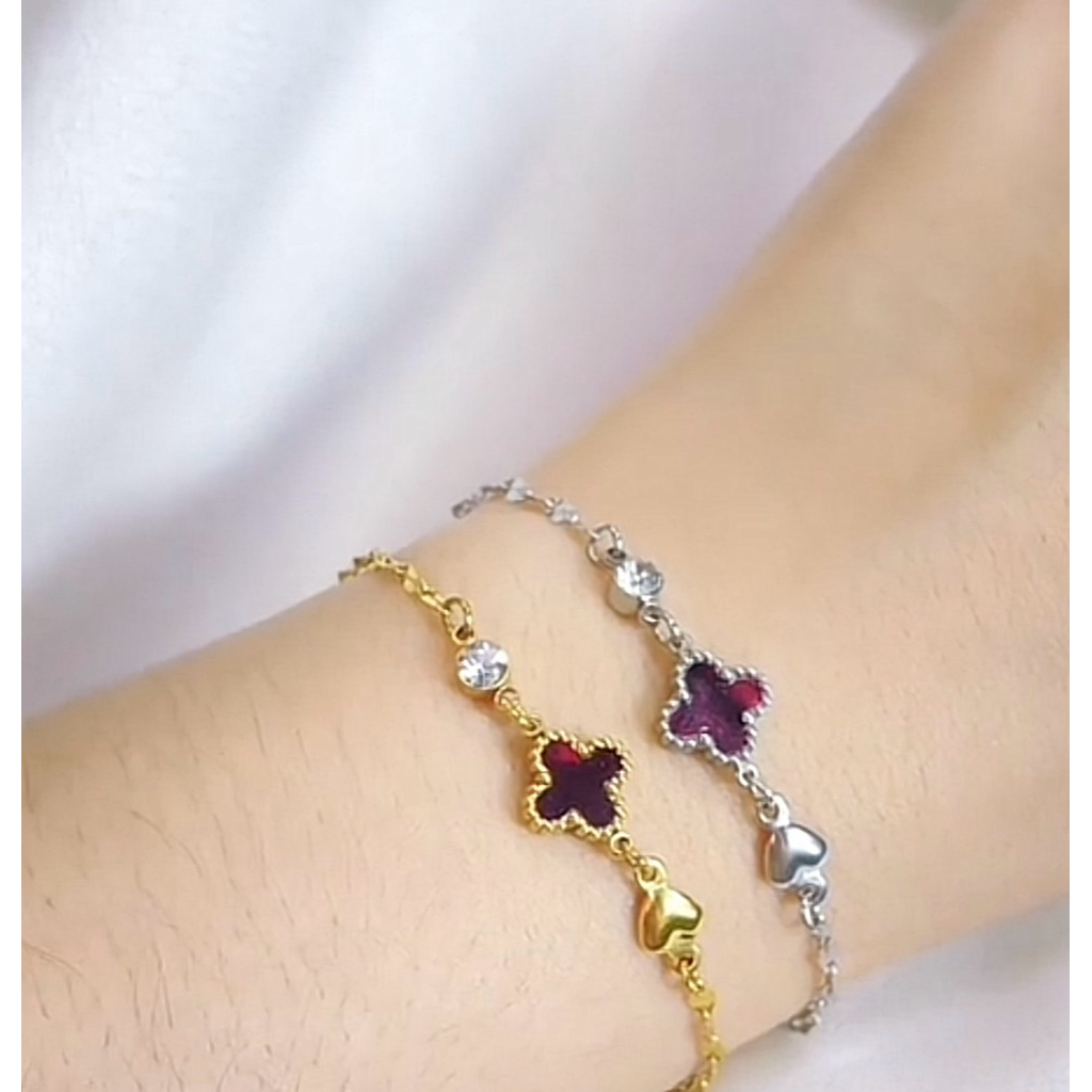 gelang permata bunga merah