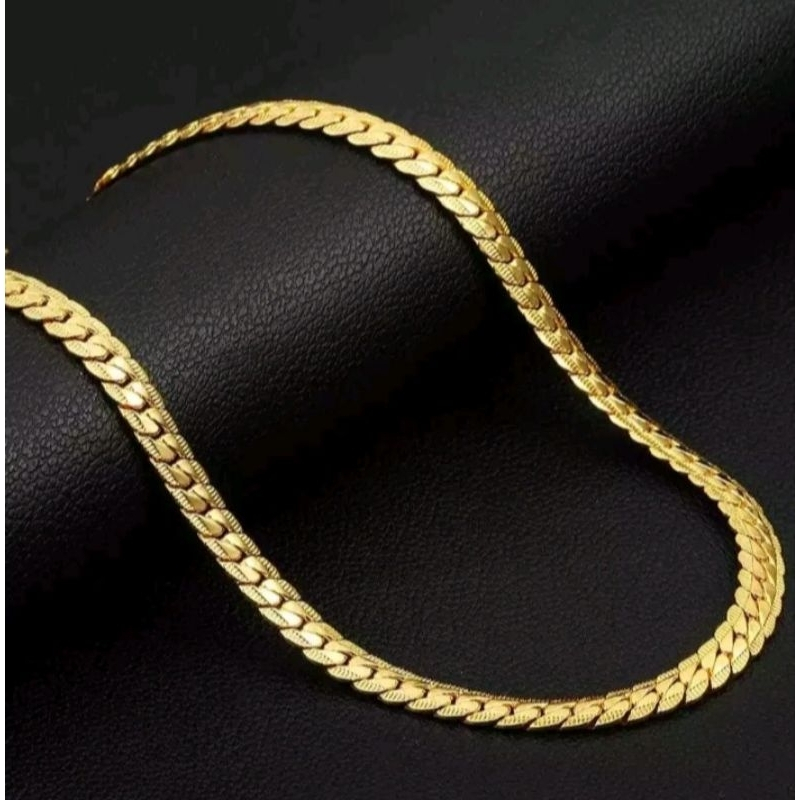 Kalung Rantai Titanium Emas Pria Desain Sisik Naga – Tahan Lama & Stylish