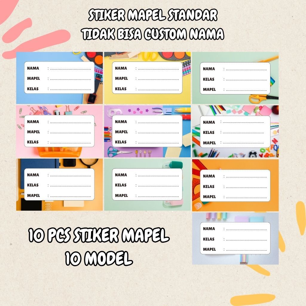 

(10 pcs) stiker buku mapel unik - Lebel Nama Buku Tulis Anak - Sampul Buku Termurah !!
