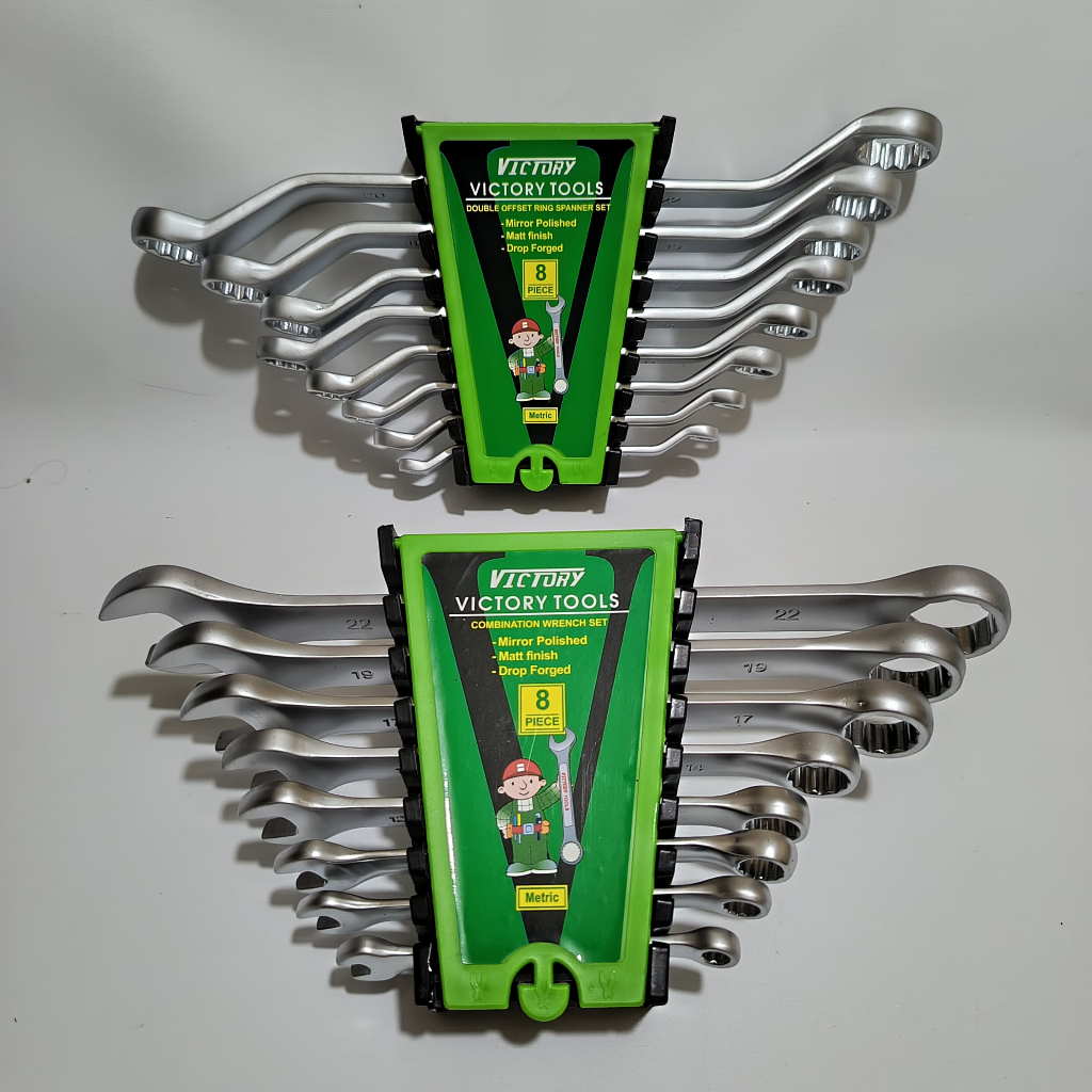 Paket 2 Set Kunci Ring Pas Set 8 Pcs 6-22mm Kombinasi CR-V Victory + Kunci Ring Set 1 Set Lengkap / 