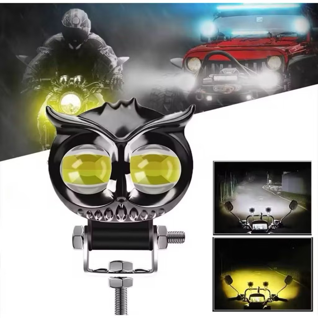 LAMPU SOROT LED/LAMPU TEMBAK LED/LAMPU SOROT OWL 2 LED DC 12-24V CAHAYA KUNING-PUTIH/LAMPU TEMBAK MO