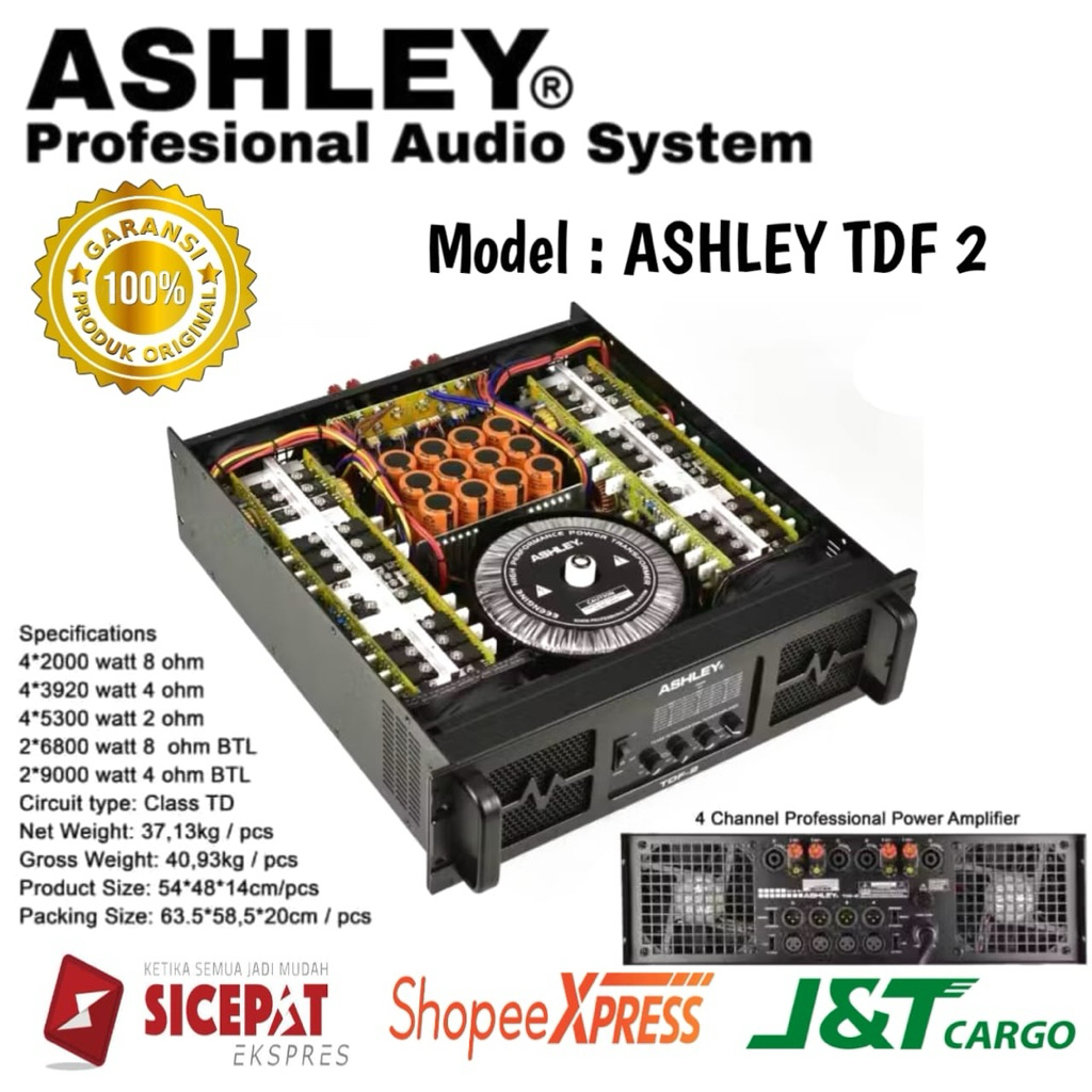 Power Amplifier Ashley Tdf 2 Original Power amplifier ashley 4 Channel Class TD