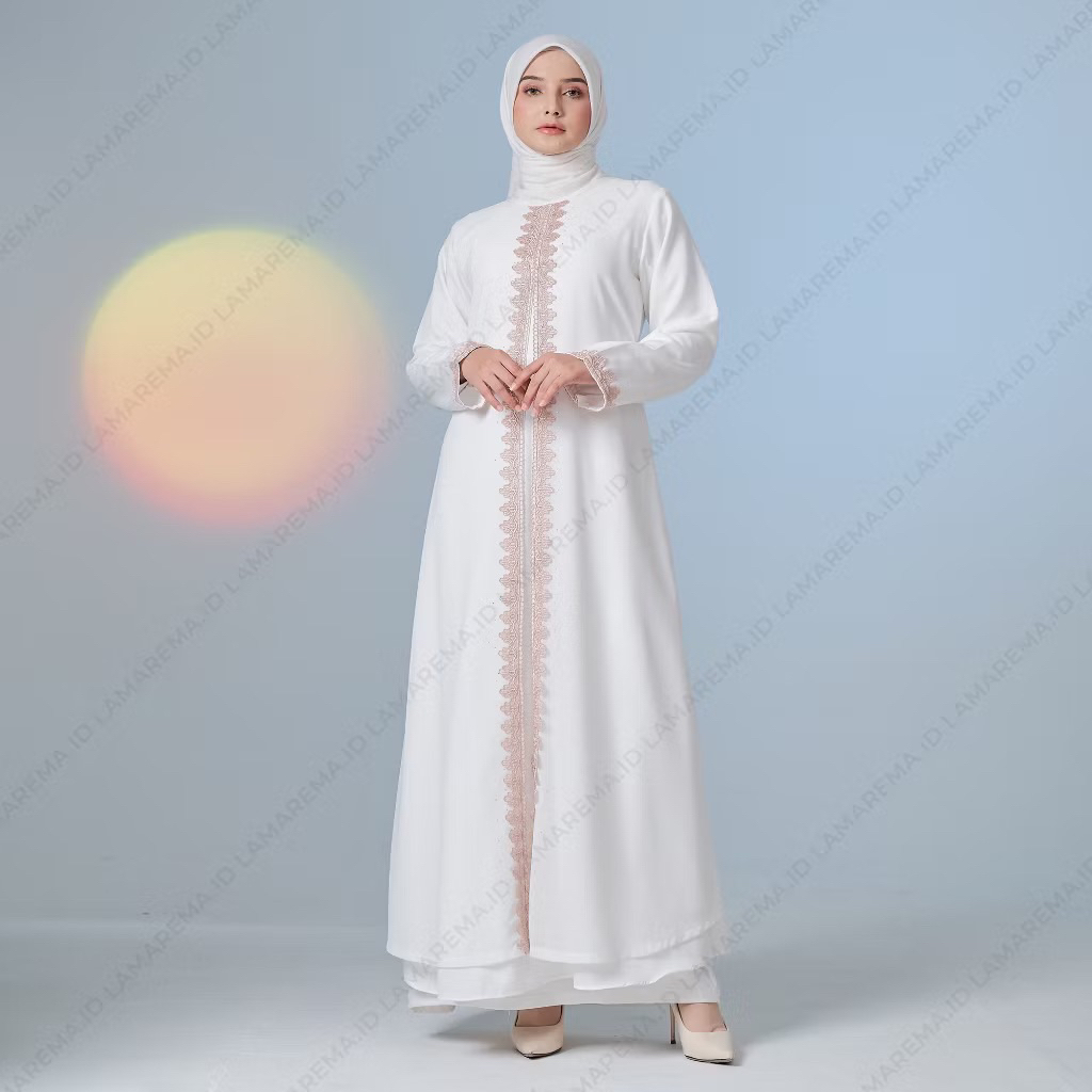 Gamis abaya turkey putih modis elegan