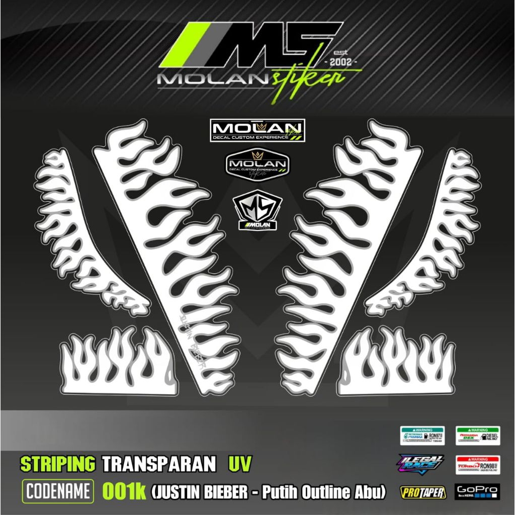 Decal Sticker Striping Variasi Transparan Uv Sepeda Motor Listrik Uwinfly T3 Justin Bieber Uwinfly T