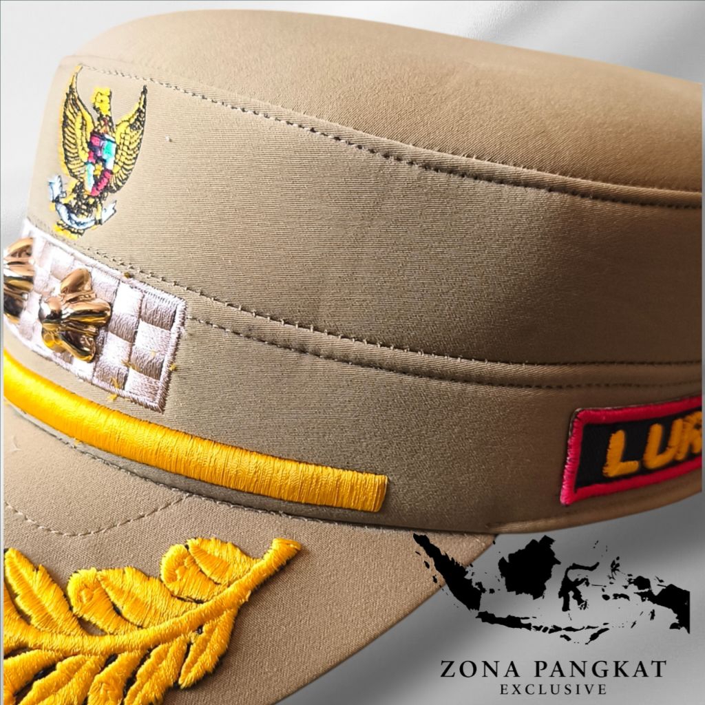 TOPI KOMANDO LURAH KHAKI CUSTOM NAMA DAN JABATAN - TOPI KOMANDO LURAH KHAKI CUSTOM