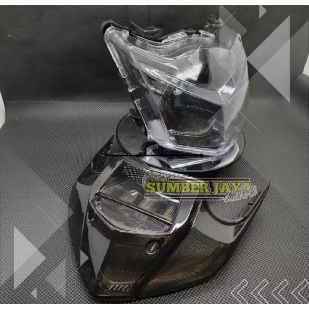 Sepaket reflektor lampu depan set mika lampu stop beat lama beat karbu hitam smoke