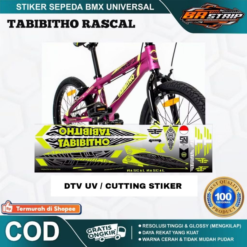 New DTV UV / Cutting stiker Sepeda BMX 18 20 Tabibitho Rascal terbaru kualitas tinggi viral