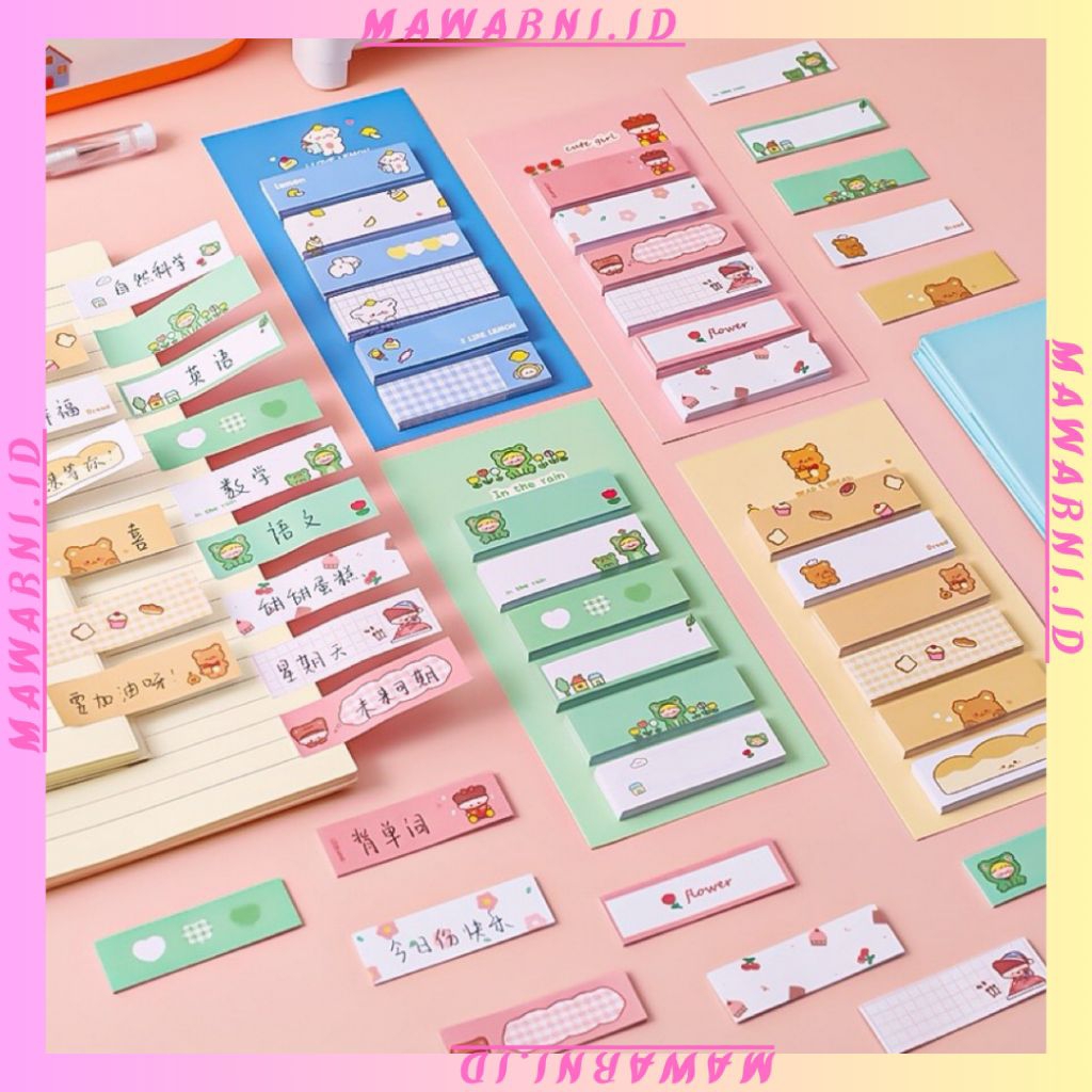 

MAWARNI Sticky Note Lucu 2 IN 1 Tempelan Kertas Catatan 120 Lembar Notes Kertas Tempel Karakter