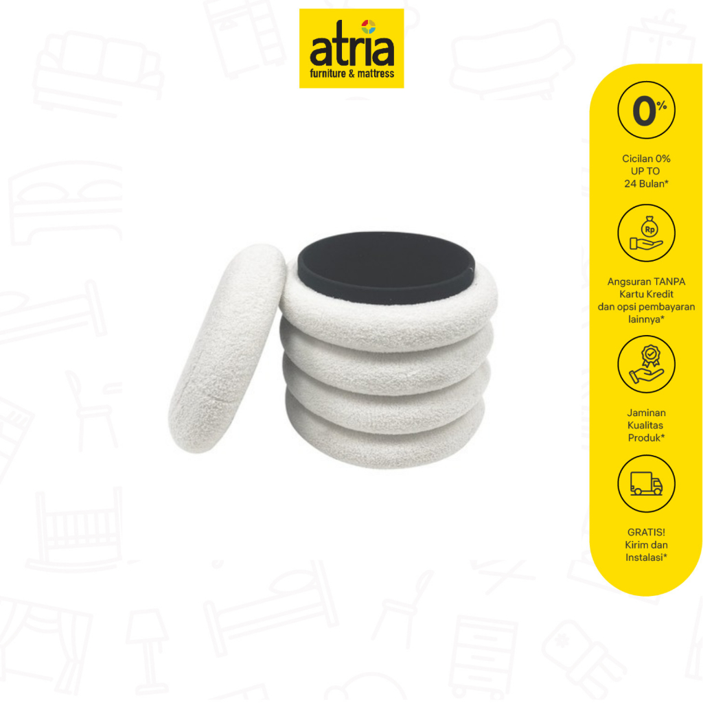 Atria Fluffy Penyimpanan Multifungsi Foldable Storage Ottoman 40X40X40CM Ivory