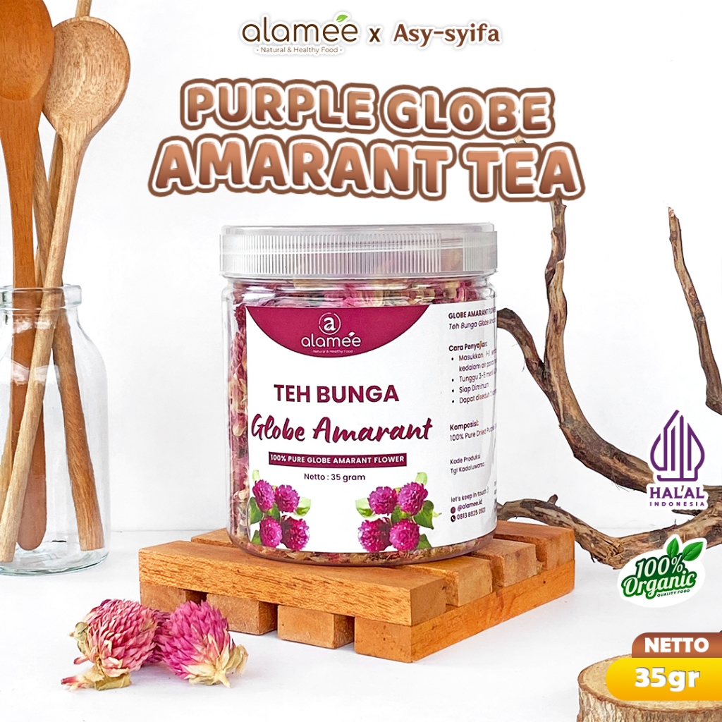 

ALAMEE Teh Bunga Globe Amaranth Tea Herbal Kemasan Tiples 35Gr Teh Kering Organik Dried Flower Alami