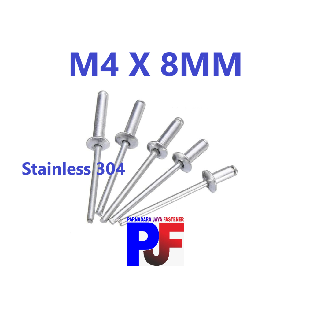 Paku Rivet 4mm x 8mm Stainless 304 / Blind Rivet Stainless 304