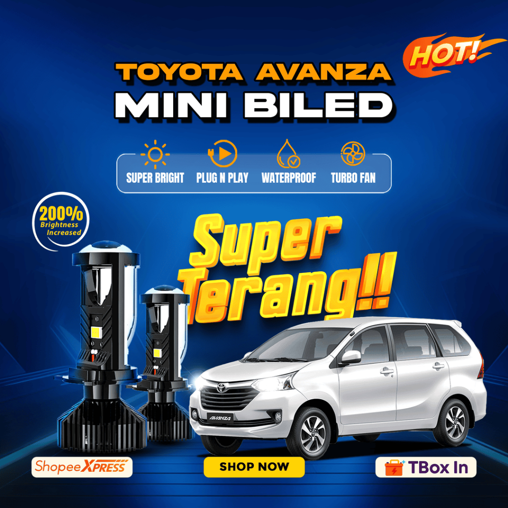 H4 Mini Biled Projie Projector Lampu LED Mobil Super Terang Putih T9 PNP Toyota Avanza