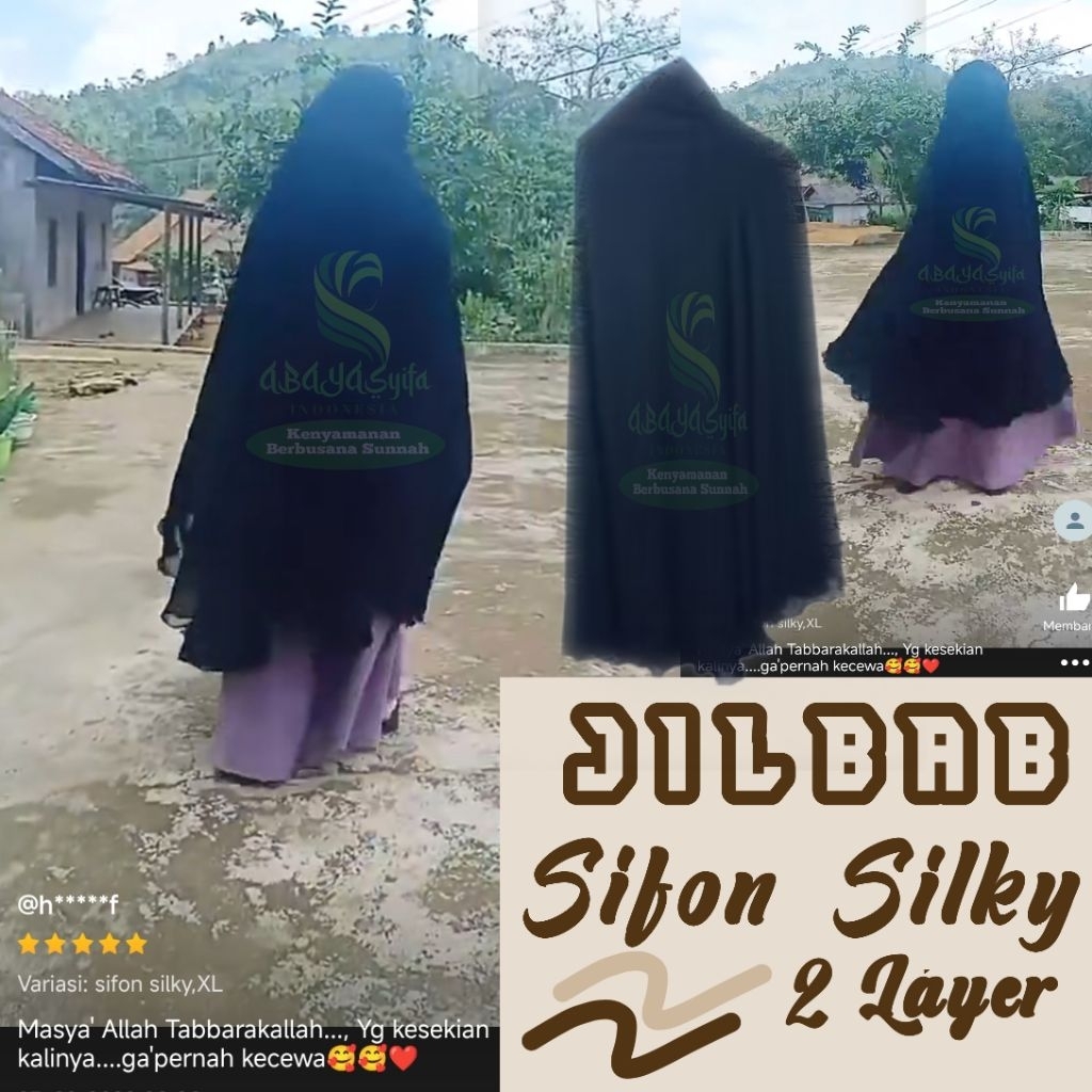 Jibab susun sifon Silky / Khimar susun sifon arab / jilbab sifon size  S-4XL