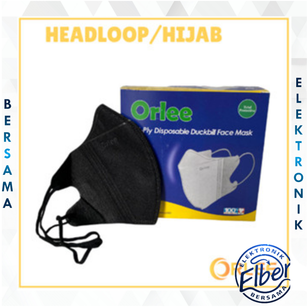 ELBER 1BOX (50 PCS) Masker DUCKBILL Orlee HEADLOOP ISI 50 ORIGINAL 3PLY HIJAB S3627