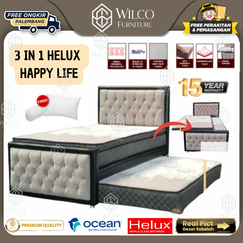 Bed Sorong 3 in 1 Helux | Kasur Sorong Matras 3In1 Helux Happy Life | Bedsorong 3 In 1 | Bed Dorong 