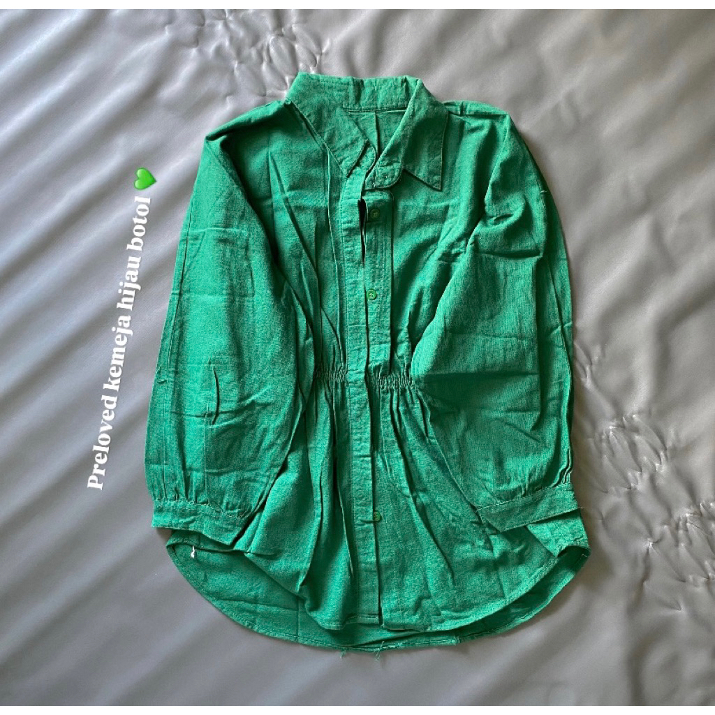 PRELOVED BLOUSE HIJAU BOTOL || BLOUSE SLIMFIT WOMAN || BLOUSE HIJAB FRIENDLY || BLOUSE PRELOVED || B