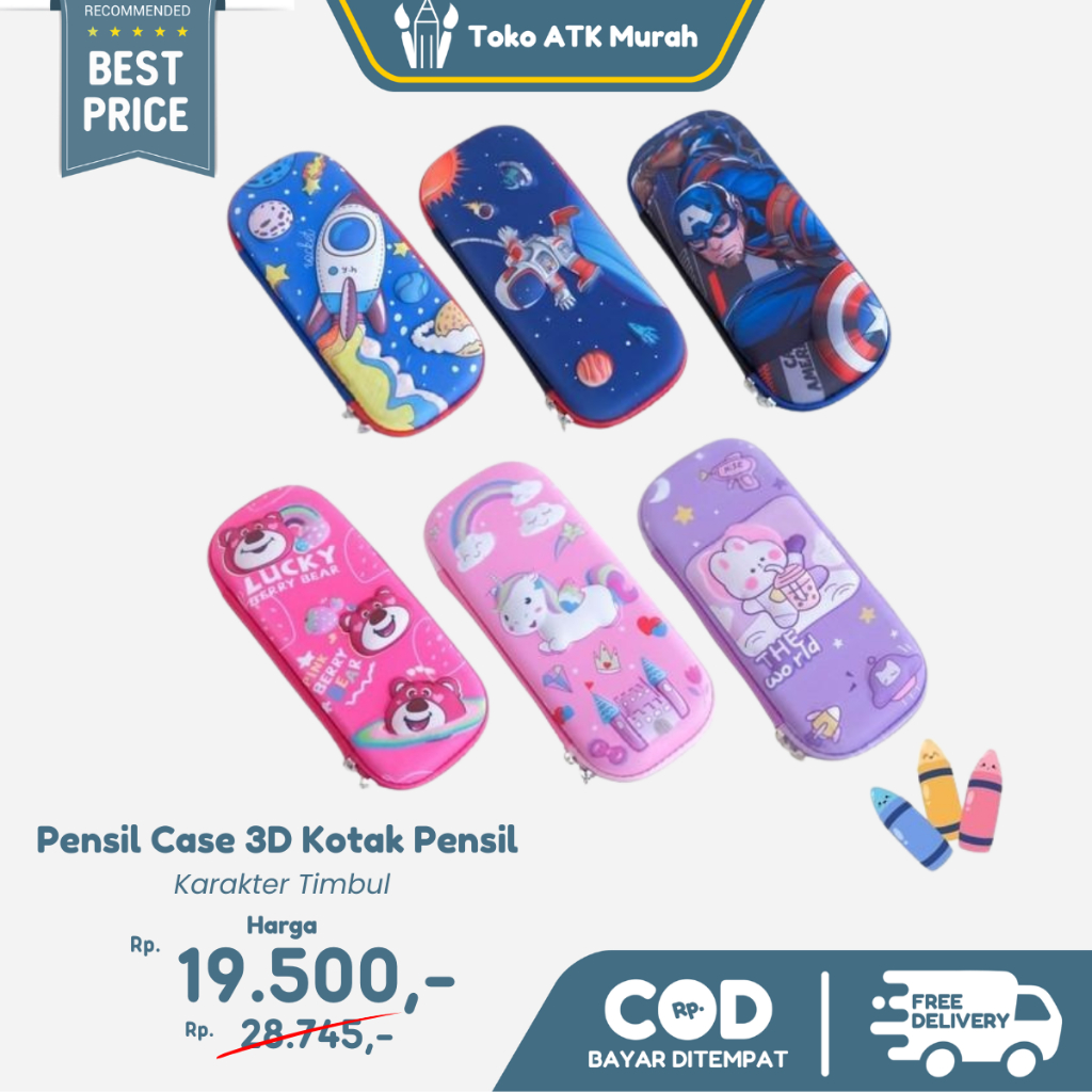 

Pencil Case Kotak Pensil 3D Karakter Timbul Tempat Pensil Anak Sekolah