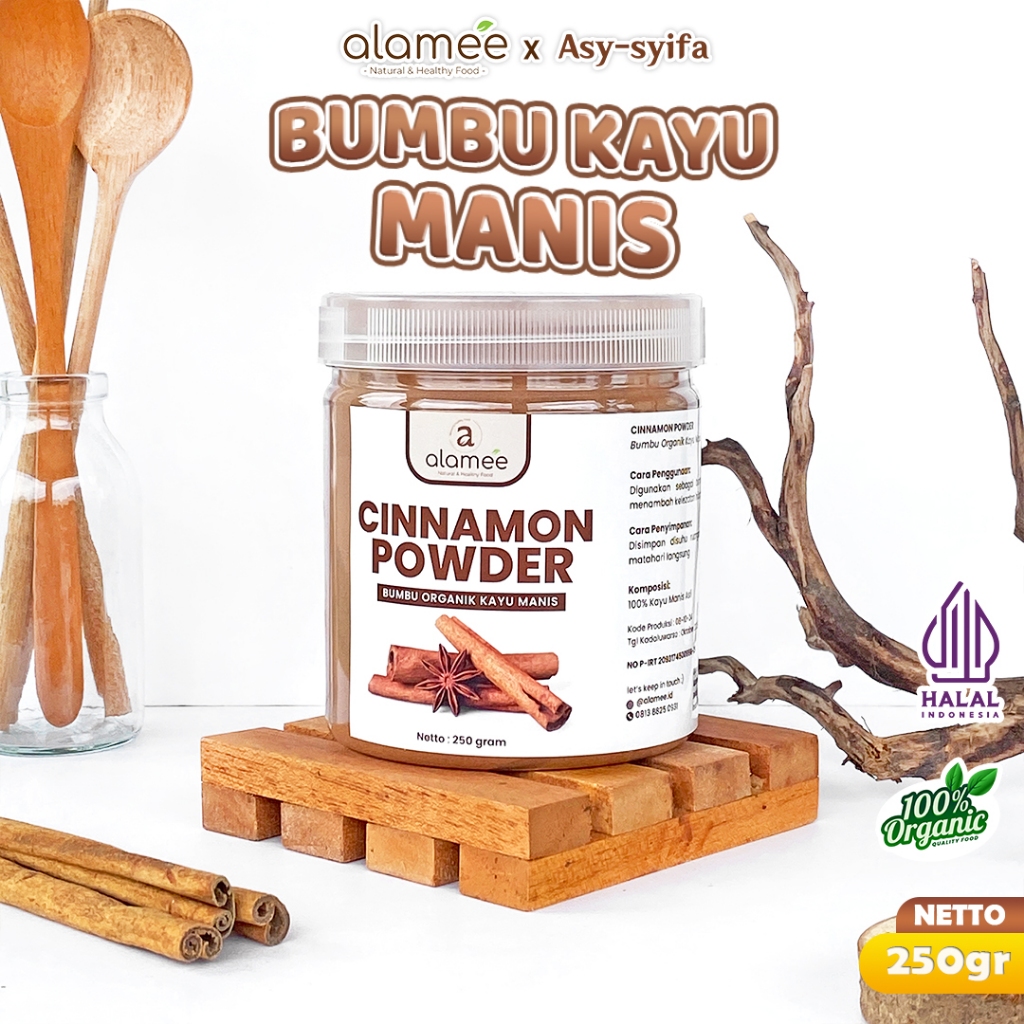 

ALAMEE Kayu Manis Bubuk Cinnamon Seasoning Powder kayumanis Murni Tanpa Campuran Bumbu Organik 250g