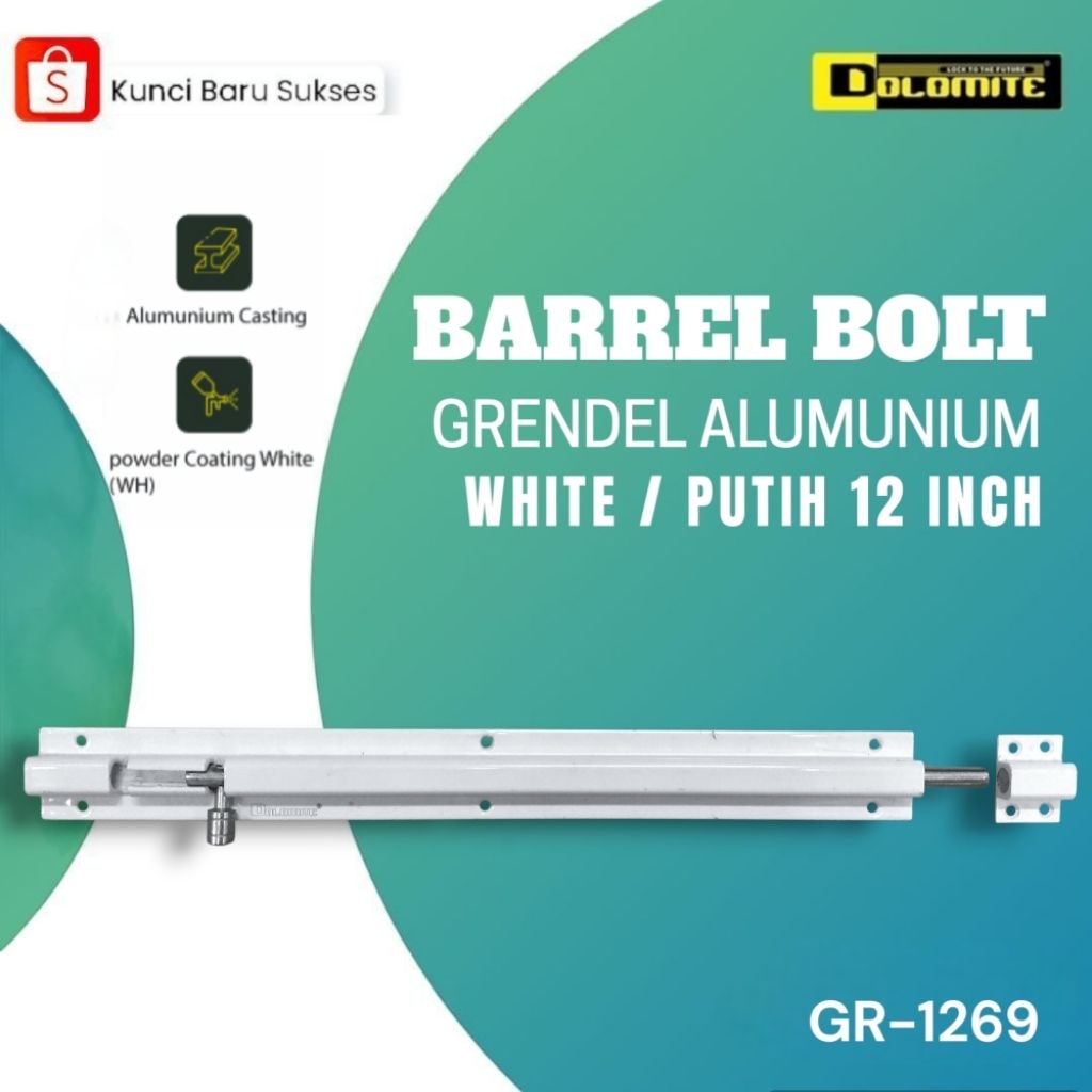 Door bolt / grendel slot pintu 12 inch Dolomite putuh