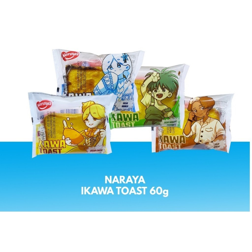 

Naraya Ikawa Toast - Roti Panggang Viral Roti Isi Selai | Cream Cheese | Cokelat | Vanila | Srikaya Pandan Halal 60g