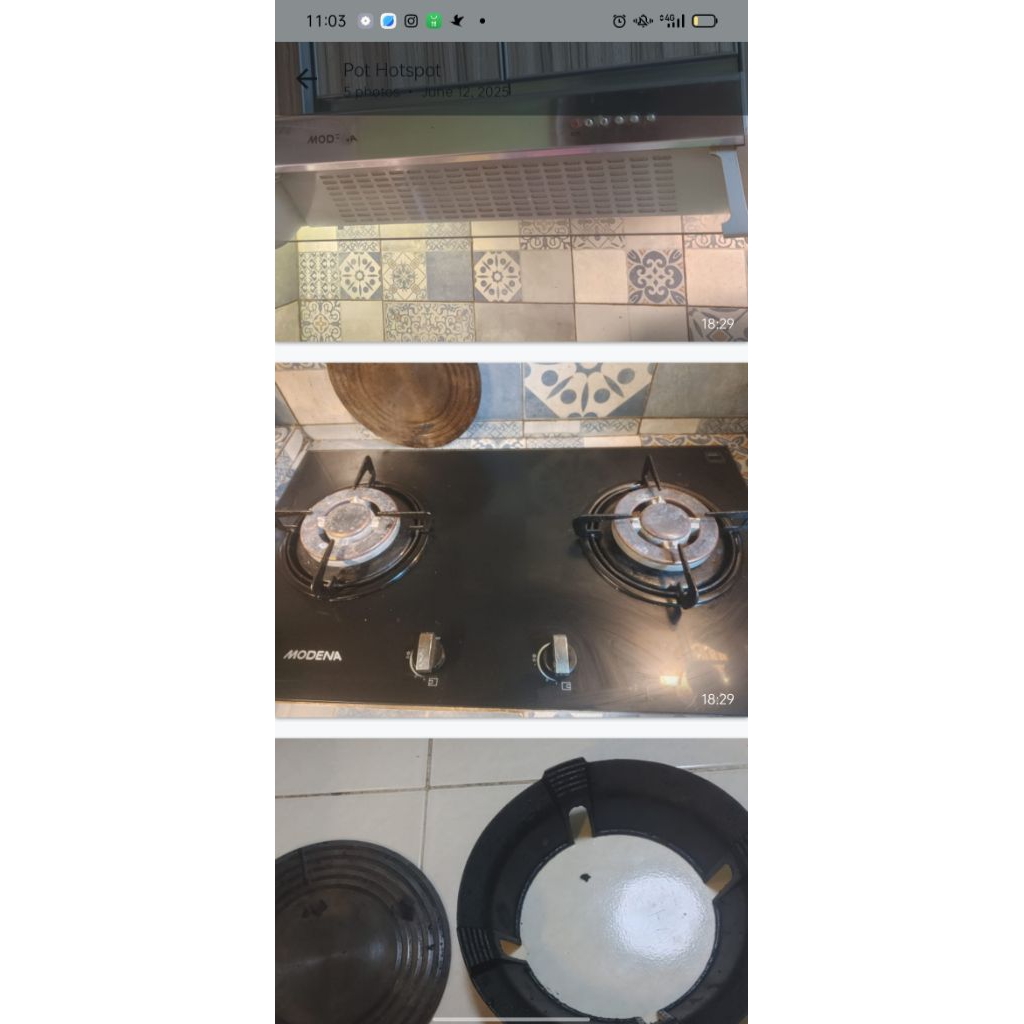 Jual cepat Kompor tanam dan cooker hood Modena preloved