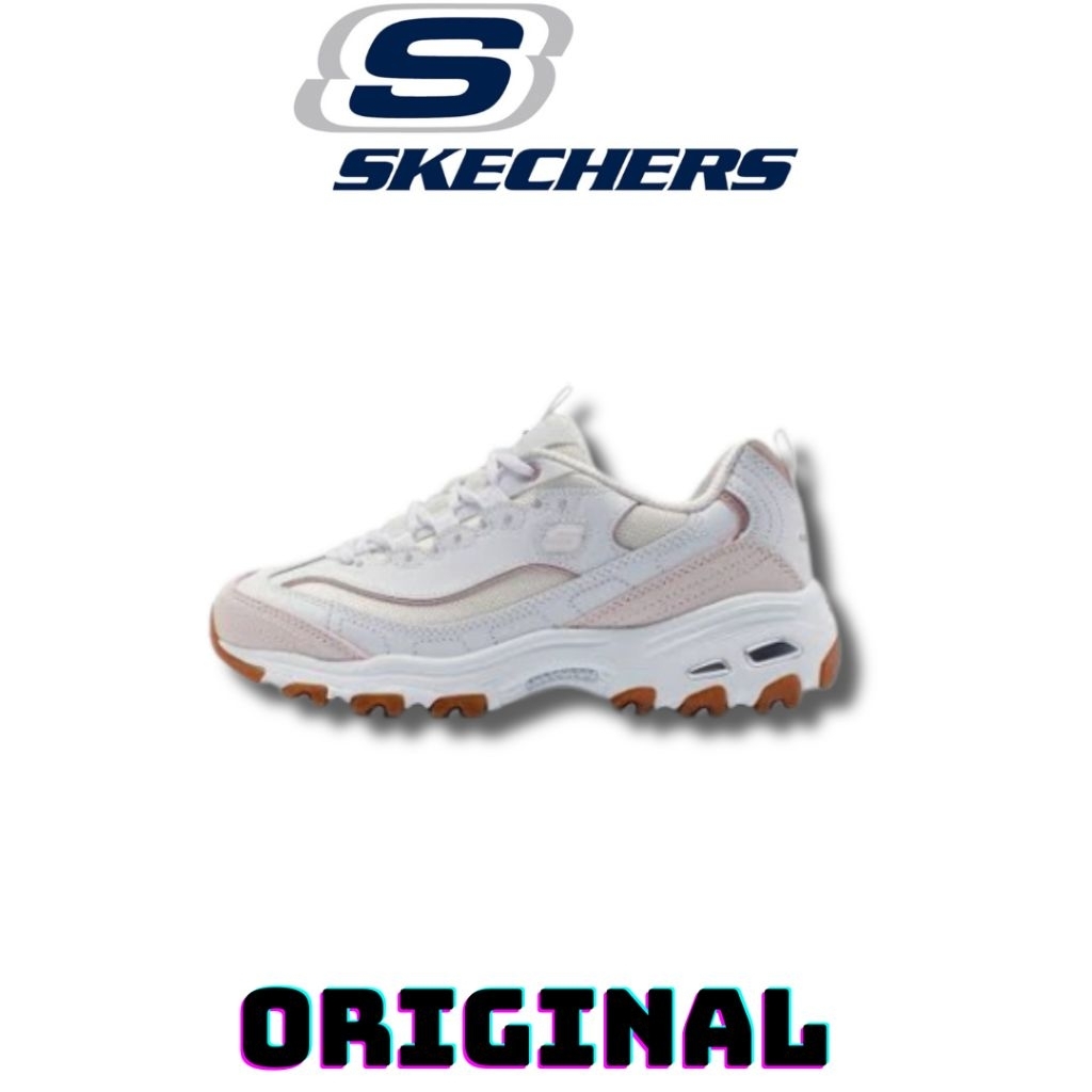 Sepatu Skechers D'lites White Pink Women's ( 150241/WLPK ) Original