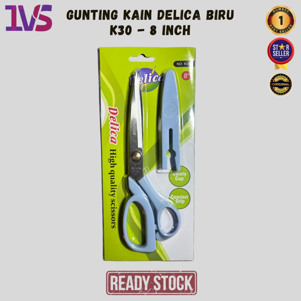 

Gunting Kain Delica Biru K30/8 Inch Original Product