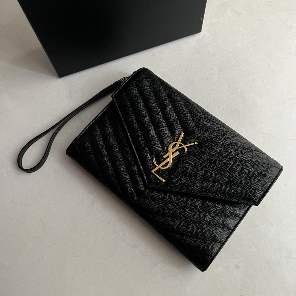 YSL monogram clutch with wristlet Black GHW