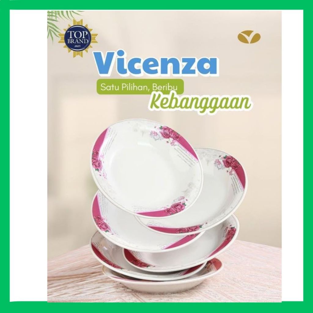 6 PCS PIRING MAKAN LONTONG KERAMIK / SOUP PLATE VICENZA 9.25 INCI AYANA ETERNITY MAWAR