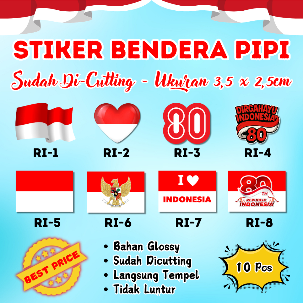 

Stiker Pipi Bendera Stiker Merah Putih RI Murah, Sudah Dipotong