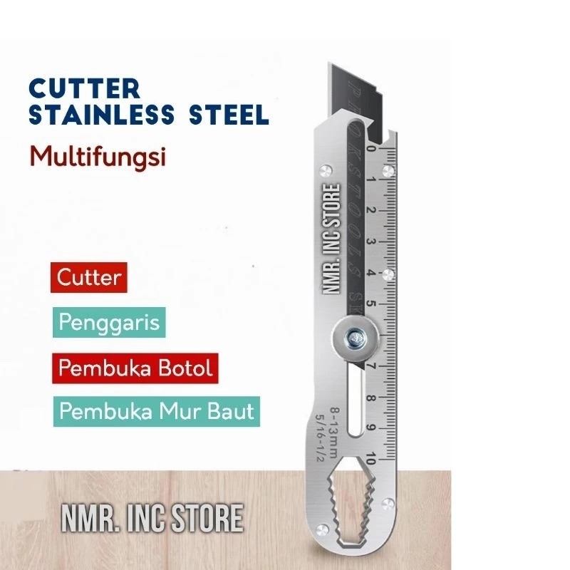 

Pisau Cutter Stainless Steel Besar 18mm L-150 Multifungsi Penggaris.