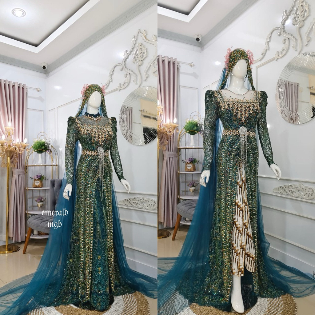 TERLARIS KEBAYA AKAD PENGANTIN MEWAH | Baju akad nikah | Kebaya pengantin pendek | Kebaya prancisan2