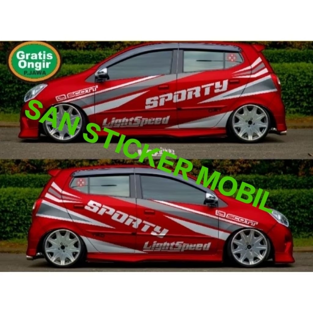 0142 sticker cutting mobil Agya harga sudah SISI KANAN KIRI Agya Ayla Brio type mobil 2 baris bisa s