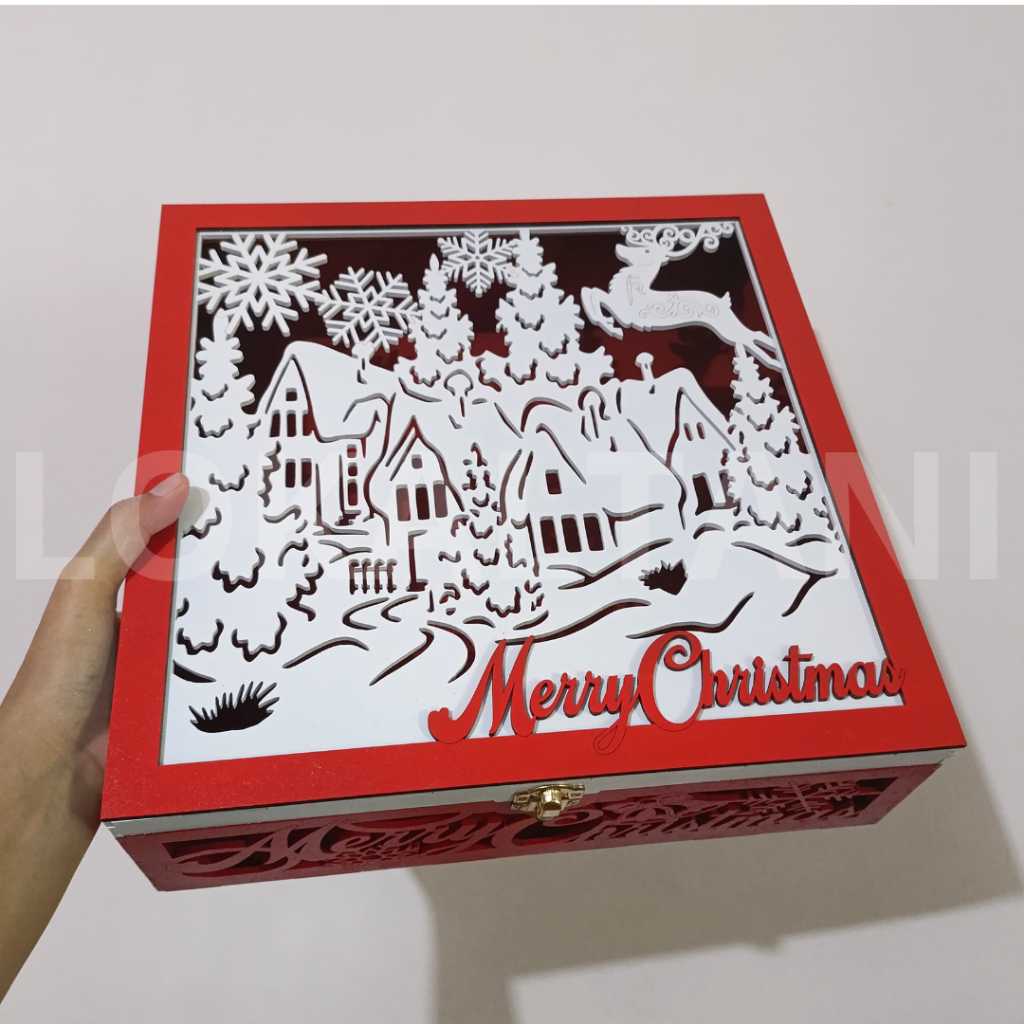 

Box MDF Natal / Christmas Hampers Hardbox / Gift Box 4 Toples 500gr